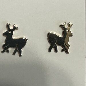 Vintage Avon Dancin' Reindeer Children's Pierced Earrings Gold Tone SS Post~1980